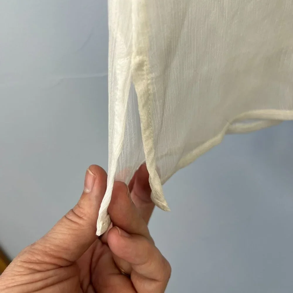 Old Navy Baja Embroidered Tunic Boho Peasant‎ in Whipped Cream Size M Sheer - Picture 7 of 10